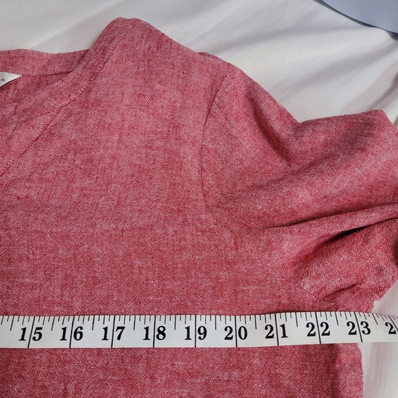 Christopher & Banks Linen Blend 3/4 Sleeve Pullover Tunic Top Heathered Red XL - Picture 9 of 10